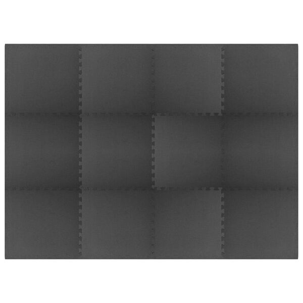 vidaXL Tapis d'exercice puzzle 12 pcs Noir 4,32 ㎡ Mousse EVA