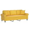 vidaXL Canap&eacute; 3 places oreillers et coussins Jaune clair 180cm Velours