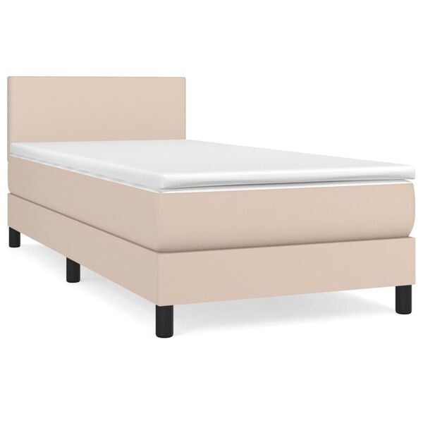 vidaXL Sommier &agrave; lattes de lit avec matelas Cappuccino 90x200 cm