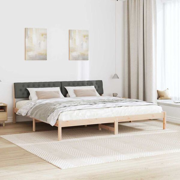 vidaXL Cadre de lit avec t&ecirc;te de lit marron et gris fonc&eacute; 200 x 200 cm
