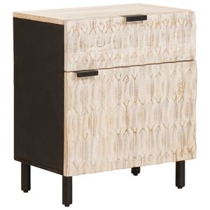 vidaXL Cabinet de chevet Blanc 50 x 33 x 60 cm Bois de mangue massif