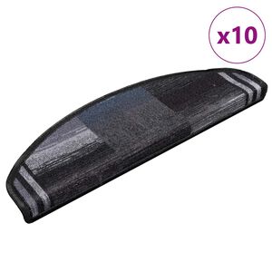 vidaXL Tapis d'escalier autoadh&eacute;sifs 10 pcs 65x21x4 cm Noir et gris