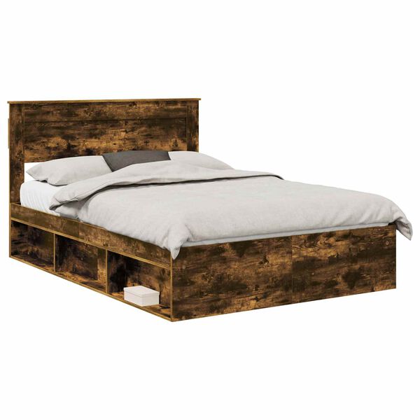 vidaXL Cadre de lit Ch&ecirc;ne fum&eacute; 160 x 200 cm Bois de pin massif
