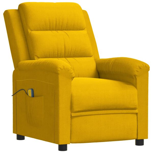 vidaXL Fauteuil de massage Jaune Velours