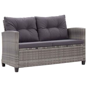 vidaXL Canap&eacute; 2 places de jardin et coussins Gris 124cm R&eacute;sine tress&eacute;e
