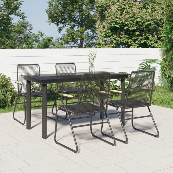 vidaXL Ensemble &agrave; manger de jardin 5 pcs Noir Rotin PVC