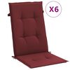 vidaXL Coussins de chaise dossier haut lot de 6 rouge bordeaux m&eacute;lang&eacute;