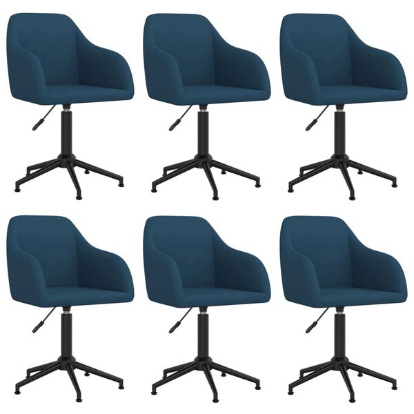 vidaXL Chaises pivotantes &agrave; manger lot de 6 bleu velours