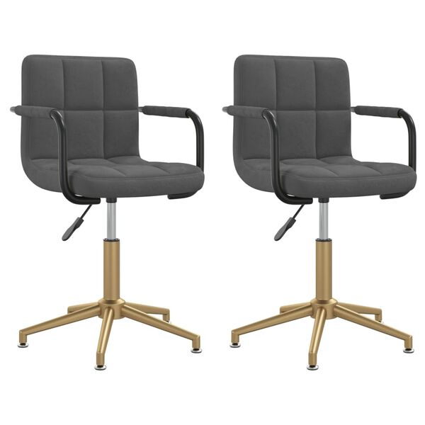 vidaXL Chaises pivotantes &agrave; manger lot de 2 gris fonc&eacute; velours