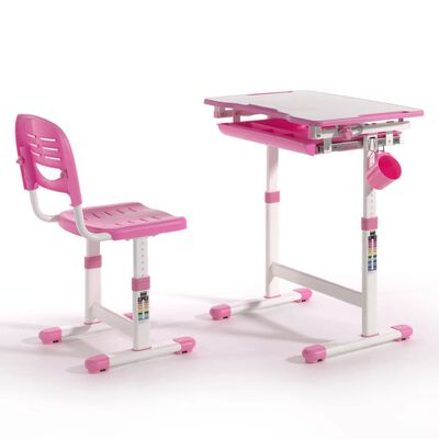 Vipack Bureau réglable enfant Comfortline 201 et chaise Rose et blanc