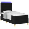 vidaXL Lit &agrave; ressort LED avec matelas Noir 90 x 190 cm tissu