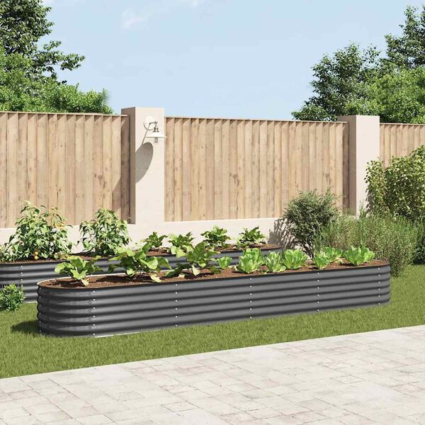 vidaXL Lit sur&eacute;lev&eacute; de jardin 400x80x44 cm Acier galvanis&eacute; Gris