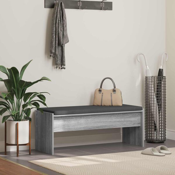 vidaXL Banc d'entr&eacute;e avec coussin Gris Sonoma 103 x 38 x 40 cm