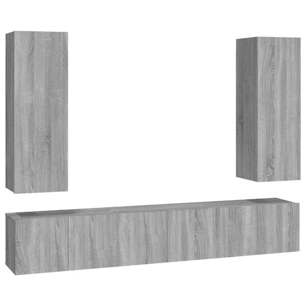 vidaXL Ensemble de meubles TV 5 pcs Sonoma gris Bois d'ing&eacute;nierie