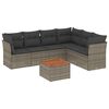 vidaXL Salon de jardin avec coussins 7 pcs gris r&eacute;sine tress&eacute;e