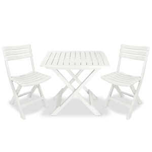 vidaXL Ensemble de bistro pliable 3 pcs Plastique Blanc