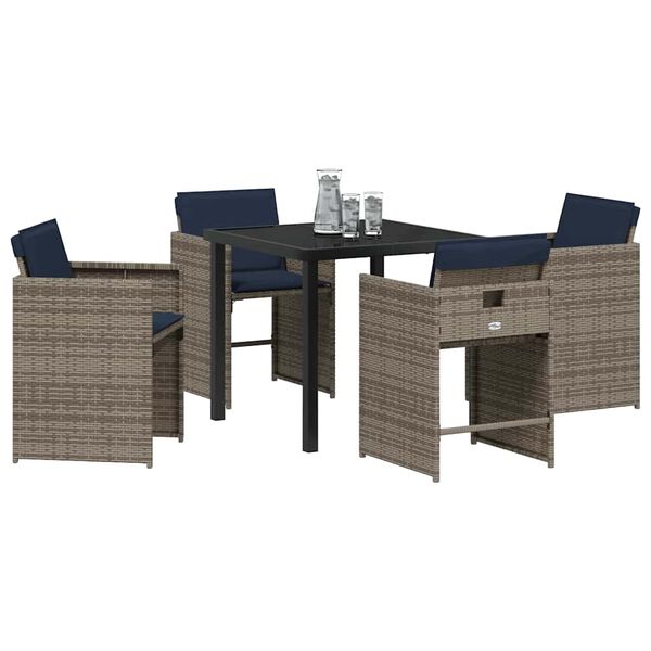 vidaXL Ensemble de salle &agrave; manger pour jardin 5 pcs Gris polyrotin