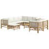 vidaXL Salon de jardin 10 pcs avec coussins blanc cr&egrave;me bambou