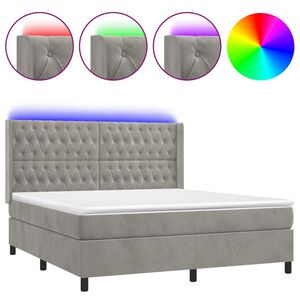 vidaXL Sommier &agrave; lattes de lit matelas et LED Gris clair 160x200 cm