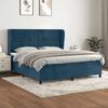 vidaXL Sommier &agrave; lattes de lit et matelas Bleu fonc&eacute; 180x200cm Velours