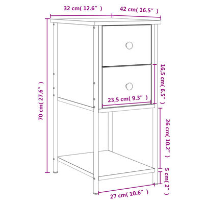 vidaXL Tables de chevet 2 pcs noir 32x42x70 cm bois d'ingénierie