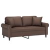 vidaXL Canap&eacute; 2 places oreillers et coussins Marron 140 cm Similicuir