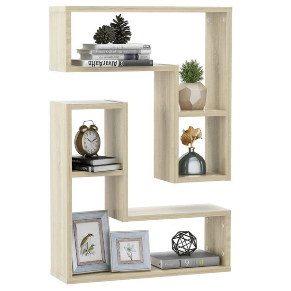 vidaXL &Eacute;tag&egrave;res murales 2pcs ch&ecirc;ne sonoma 50x15x50cm bois d'ing&eacute;nierie