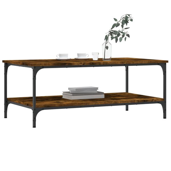 vidaXL Table basse ch&ecirc;ne fum&eacute; 100x55x40 cm bois d'ing&eacute;nierie