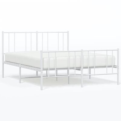 vidaXL Cadre de lit métal sans matelas et pied de lit blanc 150x200 cm