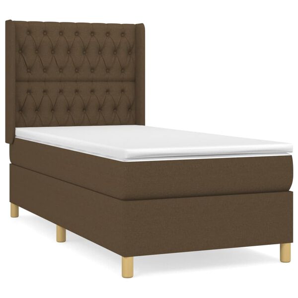 vidaXL Sommier &agrave; lattes de lit avec matelas Marron fonc&eacute; 100x200 cm