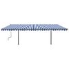 vidaXL Auvent manuel r&eacute;tractable avec LED 6x3 m Bleu et blanc