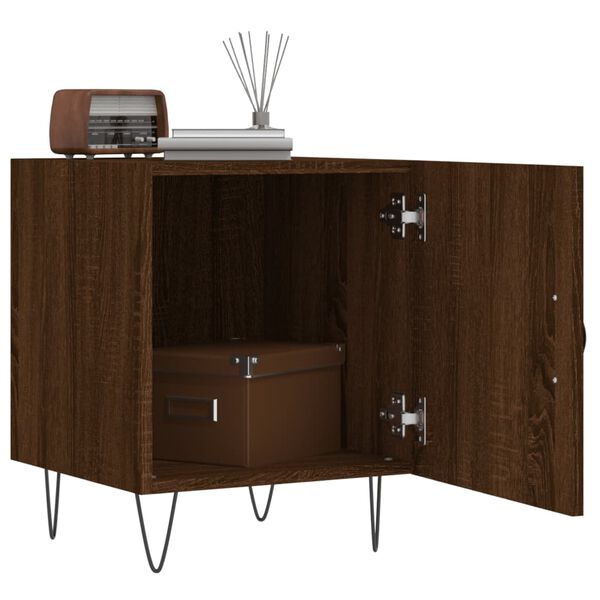 vidaXL Table de chevet ch&ecirc;ne marron 40x40x50 cm bois d&rsquo;ing&eacute;nierie