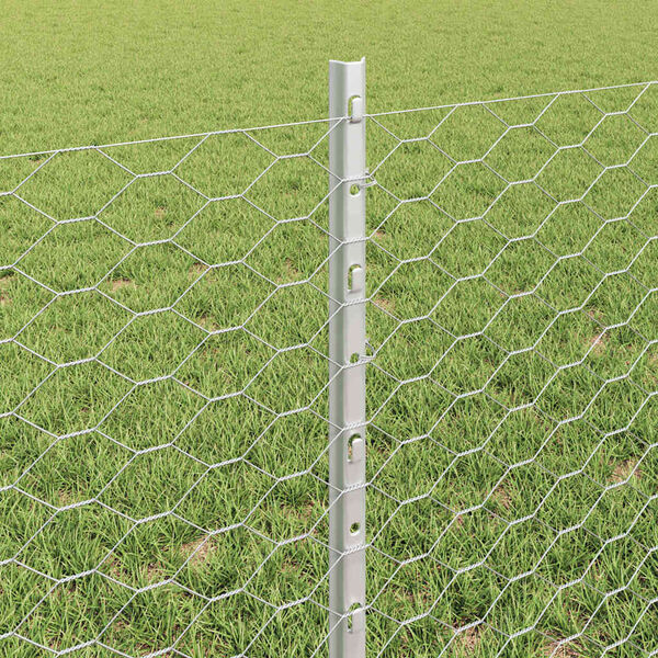 vidaXL Cl&ocirc;ture avec poteau Argent&eacute; 0,6 x 50 m Acier