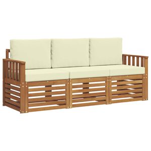 vidaXL Ensembles de canap&eacute;s 3 pc Naturel et Cr&egrave;me Bois d'Acacia Massif