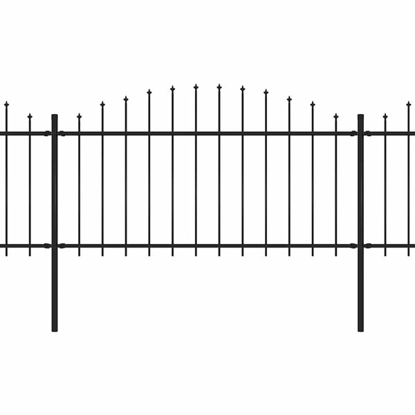 vidaXL Cl&ocirc;ture de jardin avec dessus en forme de lance en acier 892,5 x 150 cm Noir