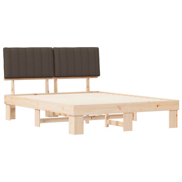vidaXL Cadre de lit avec t&ecirc;te de lit rembourr&eacute;e Taupe 150 x 200 cm