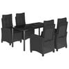 vidaXL Ensemble &agrave; manger de jardin coussins 5pcs Noir R&eacute;sine tress&eacute;e