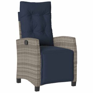 vidaXL Chaise inclinable de jardin et repose-pied gris r&eacute;sine tress&eacute;e
