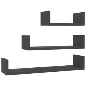 vidaXL &Eacute;tag&egrave;res murales 3 pcs Gris Bois d'ing&eacute;nierie