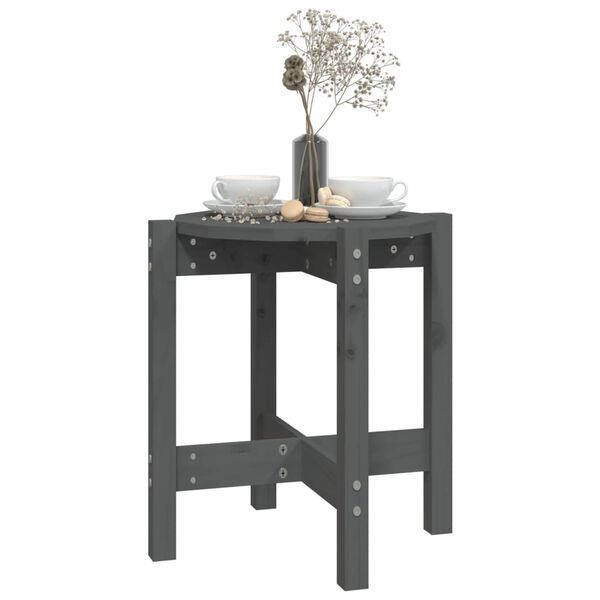 vidaXL Table basse Gris Ø 42,5x45 cm Bois massif de pin
