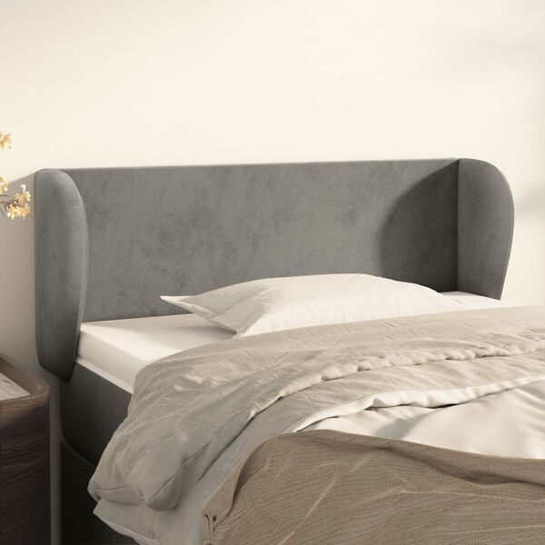 vidaXL T&ecirc;te de lit avec oreilles Gris clair 103x23x78/88 cm Velours