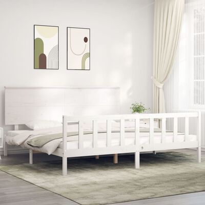 vidaXL Cadre de lit sans matelas blanc bois massif de pin