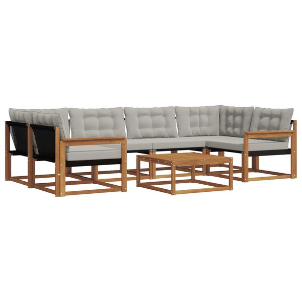 vidaXL Ensemble de canap&eacute;s d'ext&eacute;rieur 7 pcs Gris Naturel et Clair