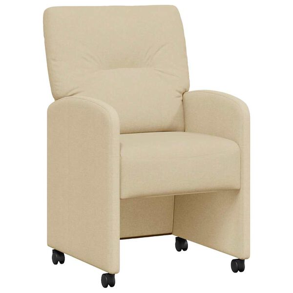 vidaXL Chaises de Salle &agrave; Manger avec Roues avec des roues 2 pcs Cr&egrave;me