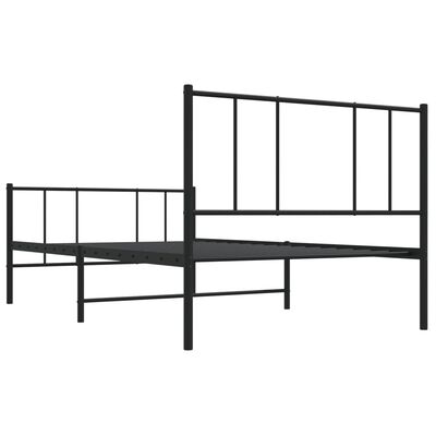 vidaXL Cadre de lit métal sans matelas avec pied de lit noir 90x190 cm