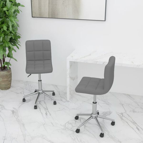 vidaXL Chaises pivotantes &agrave; manger lot de 2 Gris clair Tissu