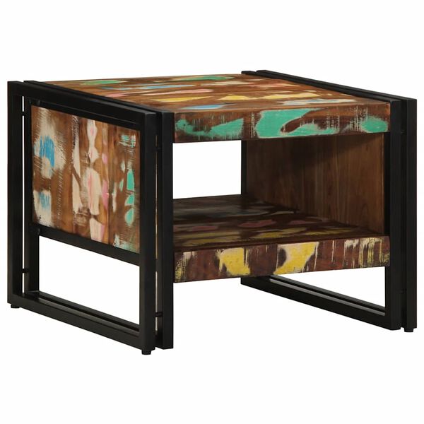 vidaXL Table basse multicolore 50x50x38 cm bois de r&eacute;cup&eacute;ration massif