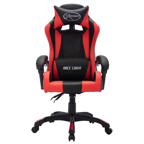vidaXL Fauteuil de jeux vid&eacute;o avec LED RVB Rouge et noir Similicuir