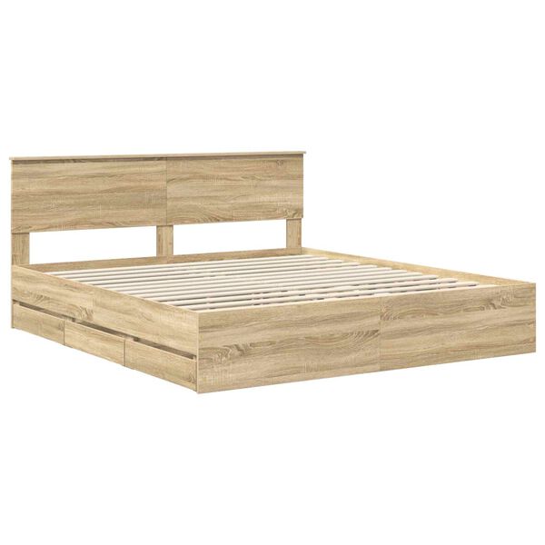vidaXL Cadre de lit Ch&ecirc;ne Sonoma 180 x 200 cm Bois Ing&eacute;nierie
