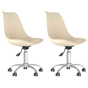 vidaXL Chaises pivotantes &agrave; manger lot de 2 Cr&egrave;me Tissu